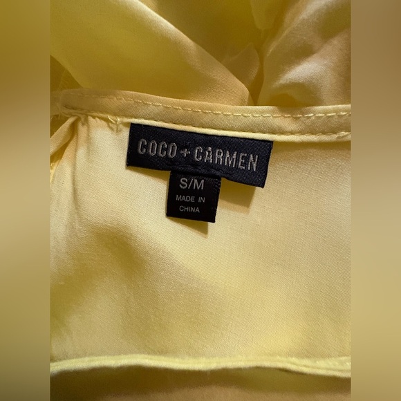 Coco + Carmen ruffled embellishment bright yellow blouse in size S/M. - Picture 6 of 7
